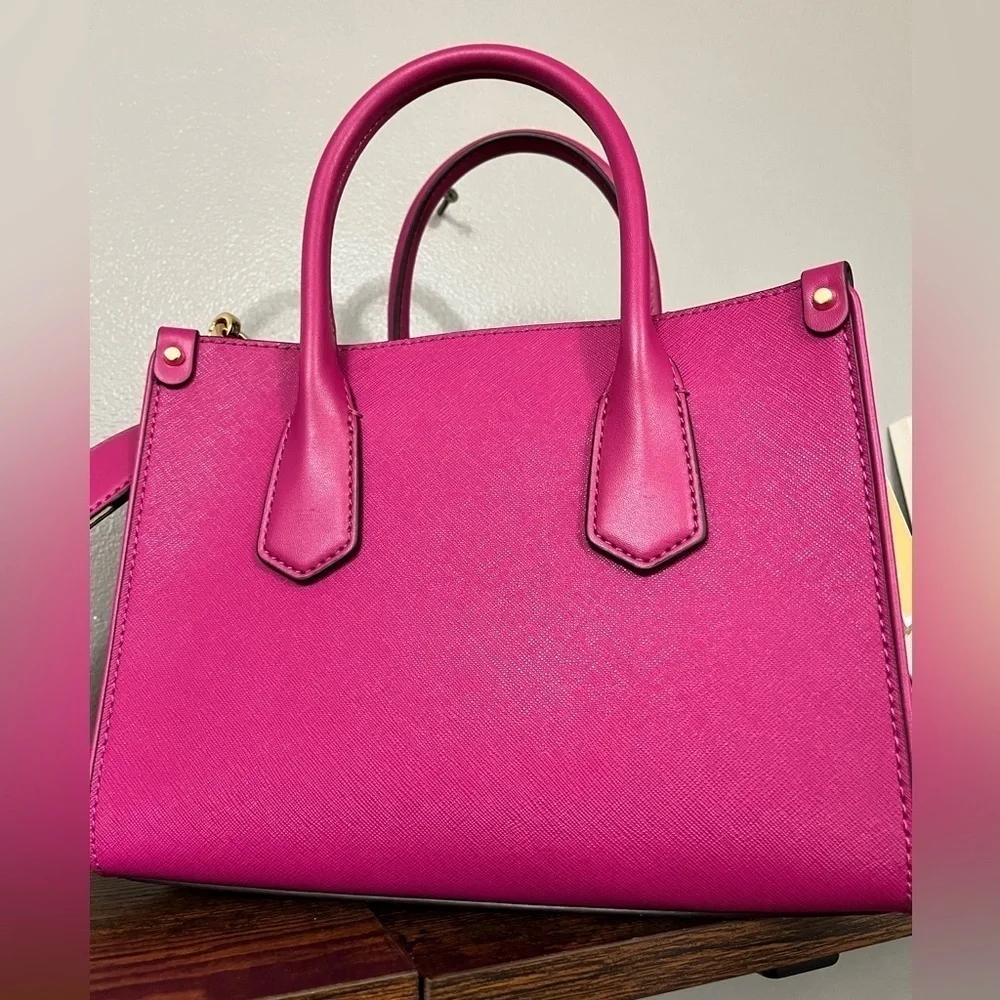 Michael Kors Maple Small Satchel Deep Fuchsia Saffiano Leather NWT - Picture 4 of 6